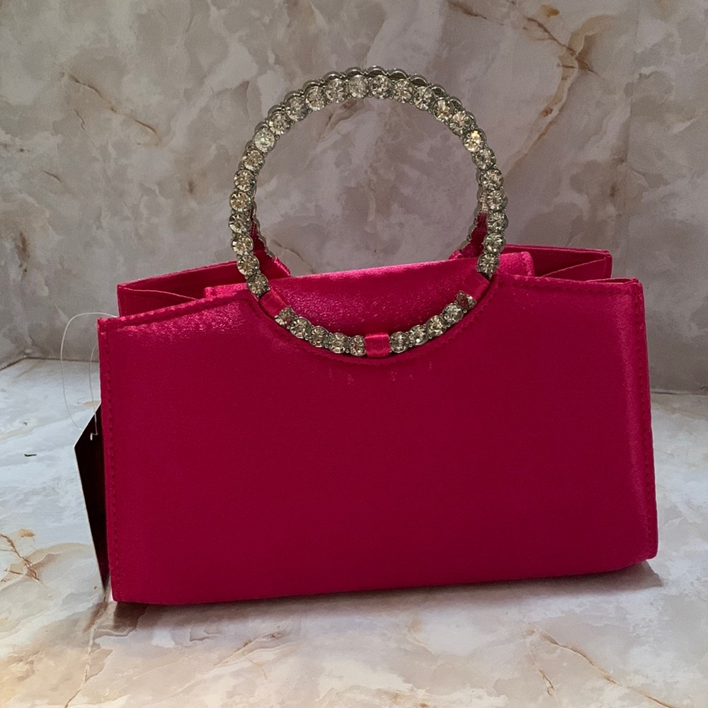 D’margeaux : pink satin box clutch evening purse